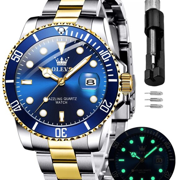 Men's Stainless Steel Quartz Watch Waterproof Date Luminous Business Casual